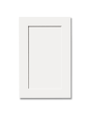 A shallow beveled shaker style cabinet door with 23 degree angle to center panel, painted in Sherwin Williams Extra White.