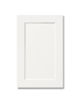 A beveled shaker style cabinet door with 45 degree angle to center panel, painted in Sherwin Williams Extra White.